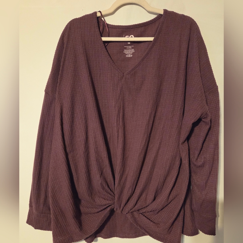SO Purple V-Neck Twist Front Top